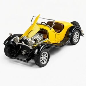 VNTG Burago Bugatti Type 55 1932 Diecast 1/24 Scale Model Car Yellow Black Italy